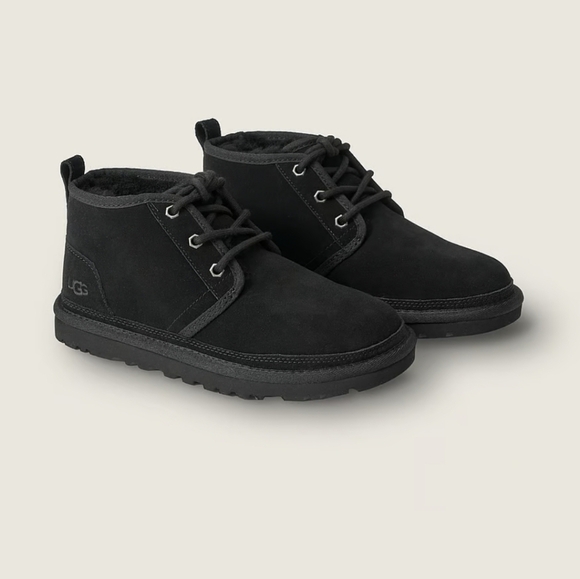 UGG Women NEUMEL BLACK FULLY LINE SHEARLING SUEDE SHOE US Kids 5- W 6.5 - Picture 1 of 5
